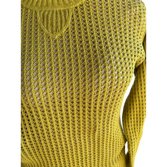 Semi Sheer Mesh Sweater Sz. S - Chartreuse Green, Edgy, Long Sleeve - Picture 2 of 4